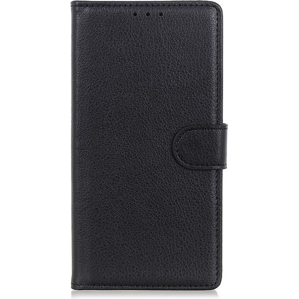 MU Classic Litchi Leder Bookcover Series (OnePlus 8T), Smartphone Hülle, Schwarz