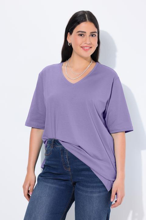 Actual product image Ulla Popken Basic V-Neck Relaxed Fit Short Sleeve Tee (54)