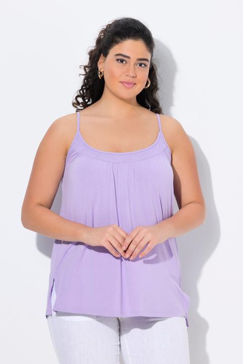 Actual product image Ulla Popken Smocked Neck Spaghetti Strap Tank (60)