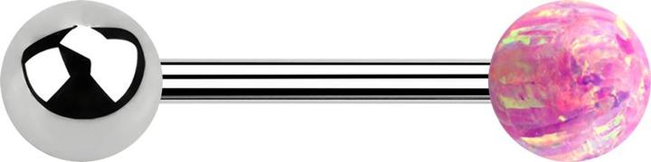 Immagine prodotto Star Piercing Barbell argento con palla e palla opalina rosa (senza ottone, Acciaio chirurgico 316L)