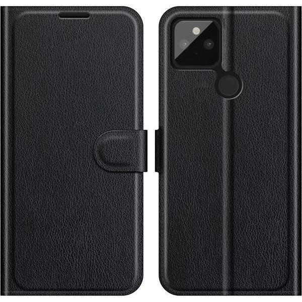 Thumbnail - MU Classic Litchi Leder Bookcover Series (Google Pixel 5a), Smartphone Hülle, Schwarz