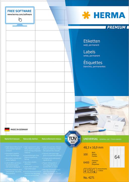 Actual product image Herma Universal labels A4