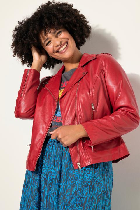 Immagine prodotto Angel of Style Leder-Bikerjacke, Metallzipper, Komplettfutter (52)