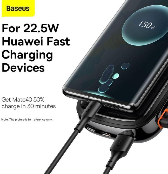Actual product image Baseus Powerbank Qpow PRO with cable, 20000mAh, 22.5W (Black) (20000 mAh, 22.50 W, 76 Wh)