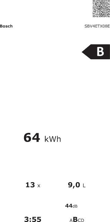 Label énergétique Bosch Hausgeräte Serie 4 SBV4ETX08E