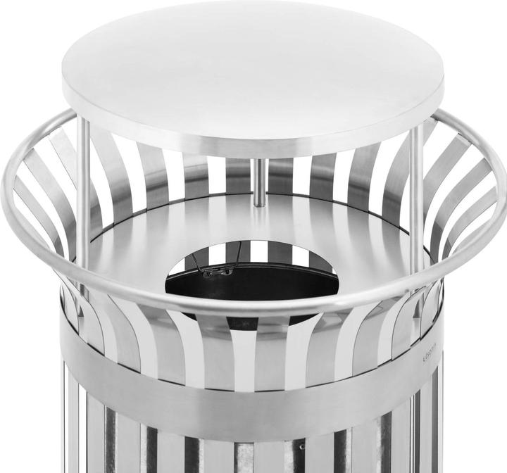 Actual product image Ulsonix Rubbish Bin - round - with roof - stainless steel / galvanised steel - silver (90 l)