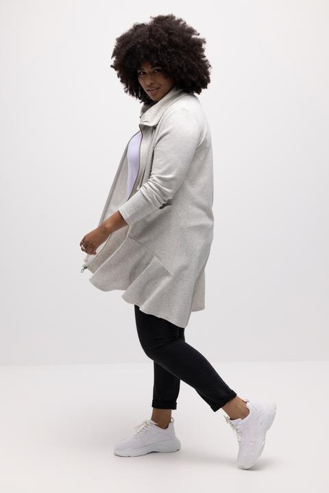 Actual product image Ulla Popken Rounded Hi-Low Hem Zip Front Tunic Sweatshirt (46, 48)