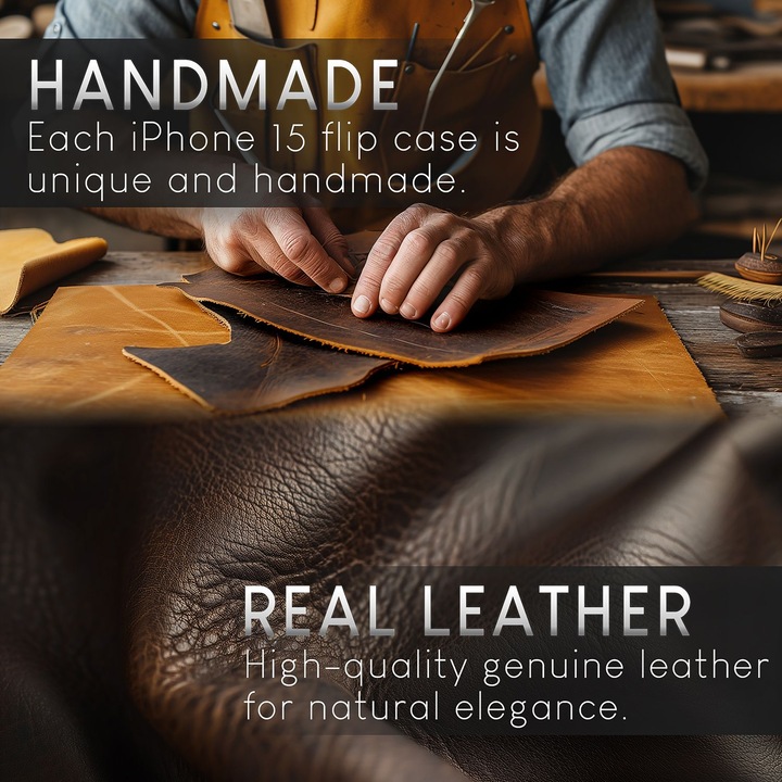 Produktbild Nalia Echt Leder Flip Case Hülle mit Magnetverschluss (Apple iPhone 15 Pro Max)