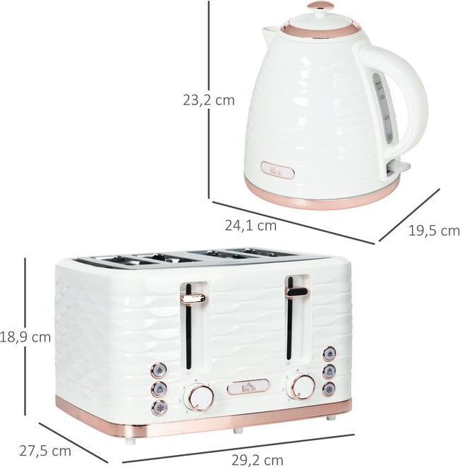 Actual product image Swisshandel24 2-in-1 Toaster- und Wasserkocher-Set, 7 Bräunungsstufen, Auftau- und Aufwärmfunktion, Cremeweiss (1.70 l)