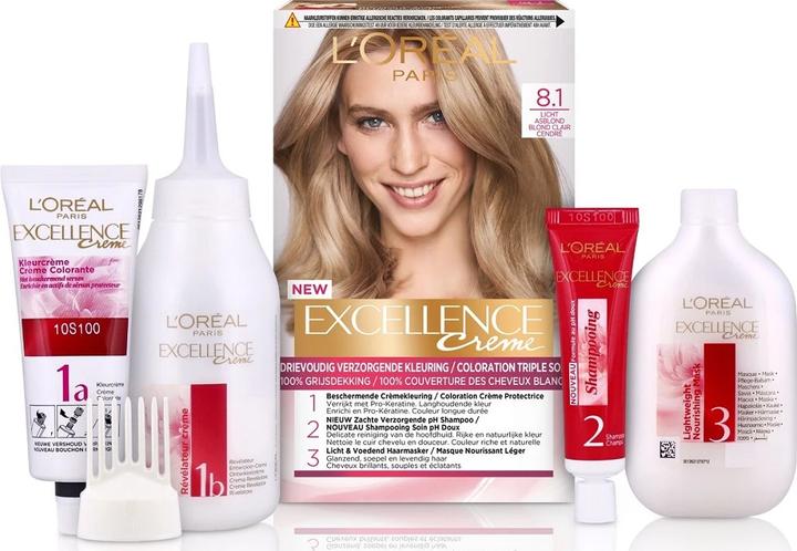Actual product image L'Oréal Paris L'Oreal Paris Excellence Cream 8.1 Light Ash Blonde Hair Dye (8.1 Light Ash Blonde)