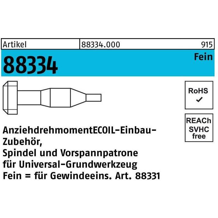 Amecoil, Gewindeschneider + Gewindebohrer, Einbauzubehör R 88334 Spindel/Vorspannpatrone M 10 x 1 Stahl