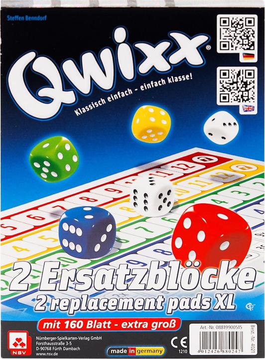 NSV Qwixx XL additional blocks (German, 2 - 5 Players)