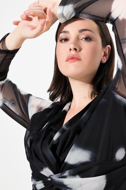 Image du produit Ulla Popken Robe en mesh à col en V et manches longues, avec fond de robe (62)