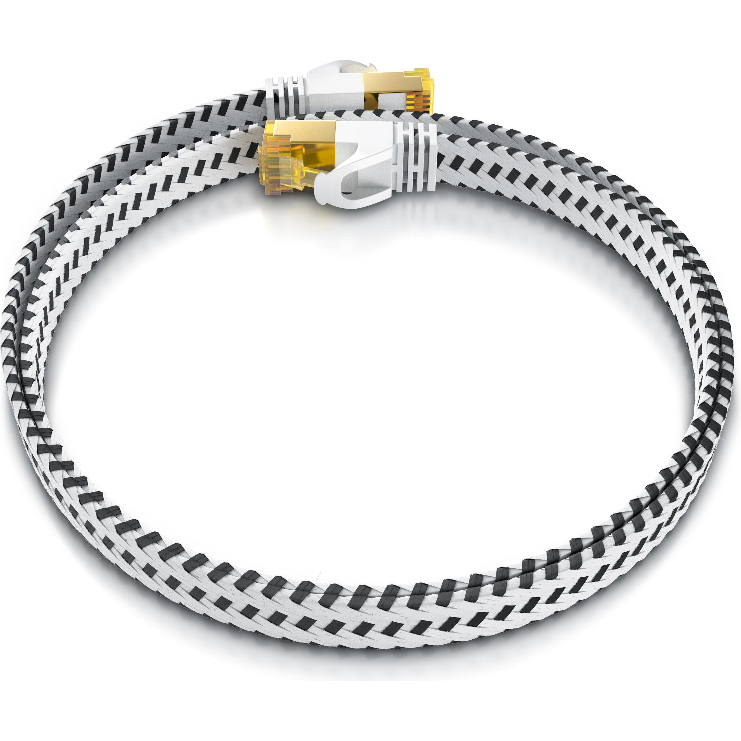 Thumbnail - Primewire CAT 7 Netzwerkkabel Flach Baumwollmantel - LAN Patchkabel Datenkabel - Flachbandkabel - Verlegekabel (U/FTP, C...