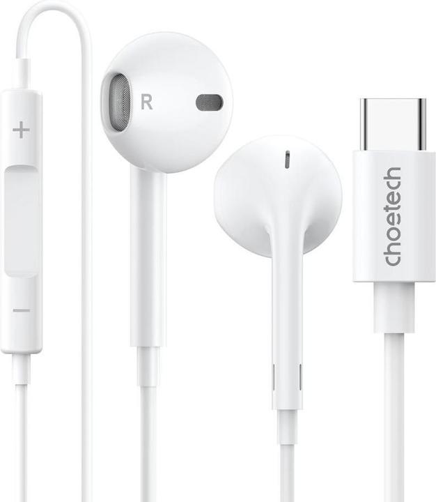 Choetech Cuffie intrauricolari USB-C da 1,2 m - Bianco (Cablato)