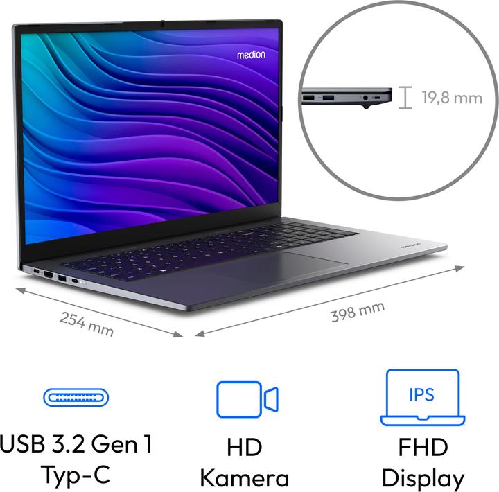 Immagine prodotto Medion Computer portatile E17433 (17.30", Intel Core i5-13420H, 16 GB, 1000 GB, DE)