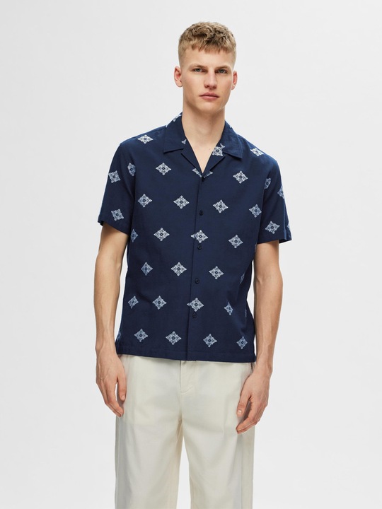 Produktbild Selected Homme Print Baumwoll Kurzarmhemd (L)