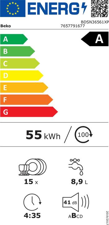 Label énergétique Beko BDSN36561XP