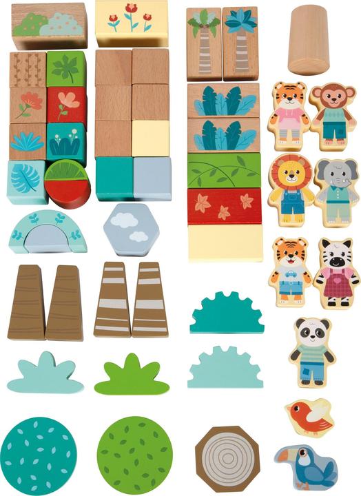 Actual product image small foot Wooden Building Blocks "Jungle Friends"