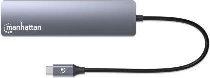 Produktbild Manhattan Powerbank 5000 mAh mit integriertem USB-C-Stecker 10W zur Nutzung als Handyhalterung mit L (5000 mAh, 10 W, 18.50 Wh)