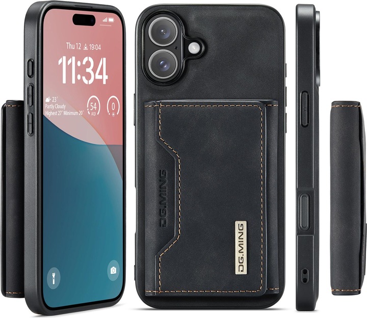 Produktbild Dg.Ming iPhone 7/8/SE 2020/SE 2022 - Etui, Leder-Optik, Kartenfach & Magnetverschluss, Schwarz (Apple iPhone 8, Apple iPhone SE, Apple iPhone 7)