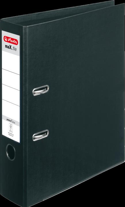Herlitz Folder maX.file protect plus, spine:80mm, black DIN A4, full PP plastic cover, edge protection (A4, 80 mm, 1 Piece)