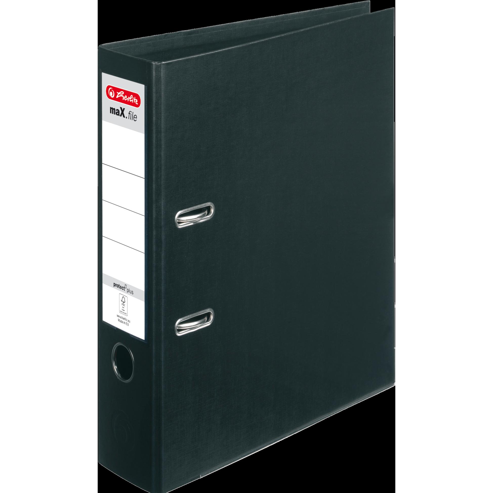 Thumbnail - Herlitz, Ordner, Ordner maX.file protect plus, Rückenbr:80mm, schwarz DIN A4, Voll-PP-Kunststoffbezug, Kantenschutz (A4,...