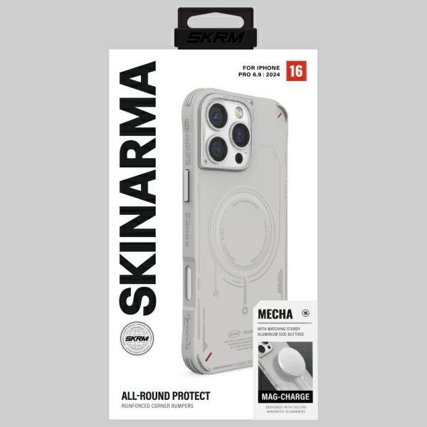 Actual product image Skinarma case Mecha iPhone 16 Pro Max 6.9" Magnetic Charging light grey (Apple iPhone 16 Pro Max)