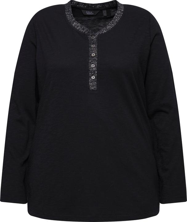 Immagine prodotto Ulla Popken Maglia con abbottonatura glitter, scollo a V e maniche lunghe (46, 48)