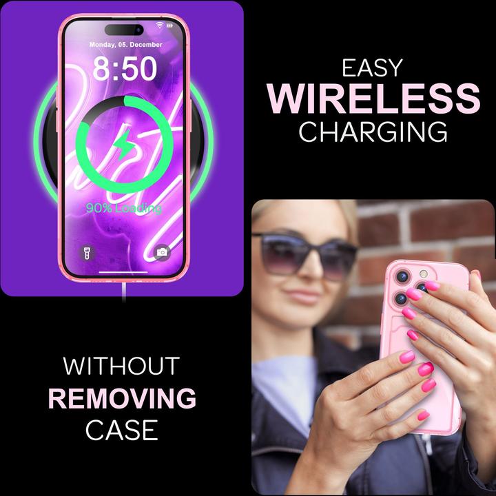 Produktbild Nalia Klar Transparente Neon Silikon Hülle Kartenhalter (Apple iPhone 16 Pro)