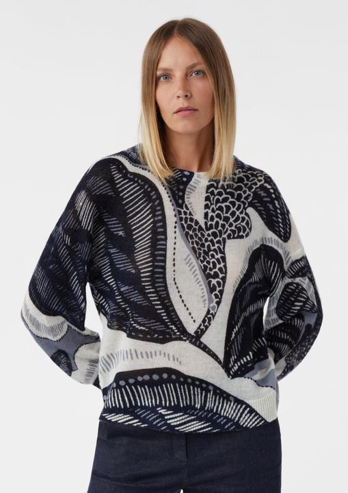 Produktbild Comma Strickpullover Wollmixpullover im Relaxed Fit mit All-over-Artwork (36)