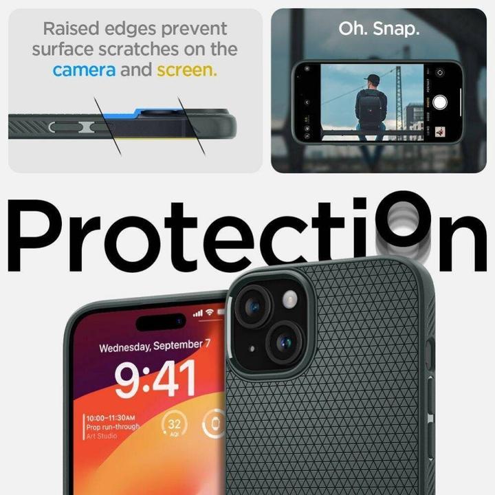 Actual product image Spigen Liquid Air iPhone 16 zielony/abyss green ACS08196 (Apple iPhone 16)