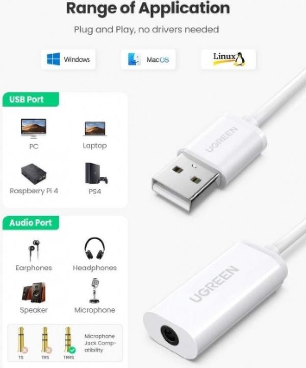 Immagine prodotto Ugreen Scheda audio USB con presa jack stereo (USB)