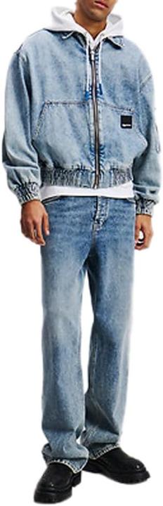 Actual product image Karl Lagerfeld Denim Bomber Jacket with Kangaroo Pocket and Snap-Flap Pockets (XL)