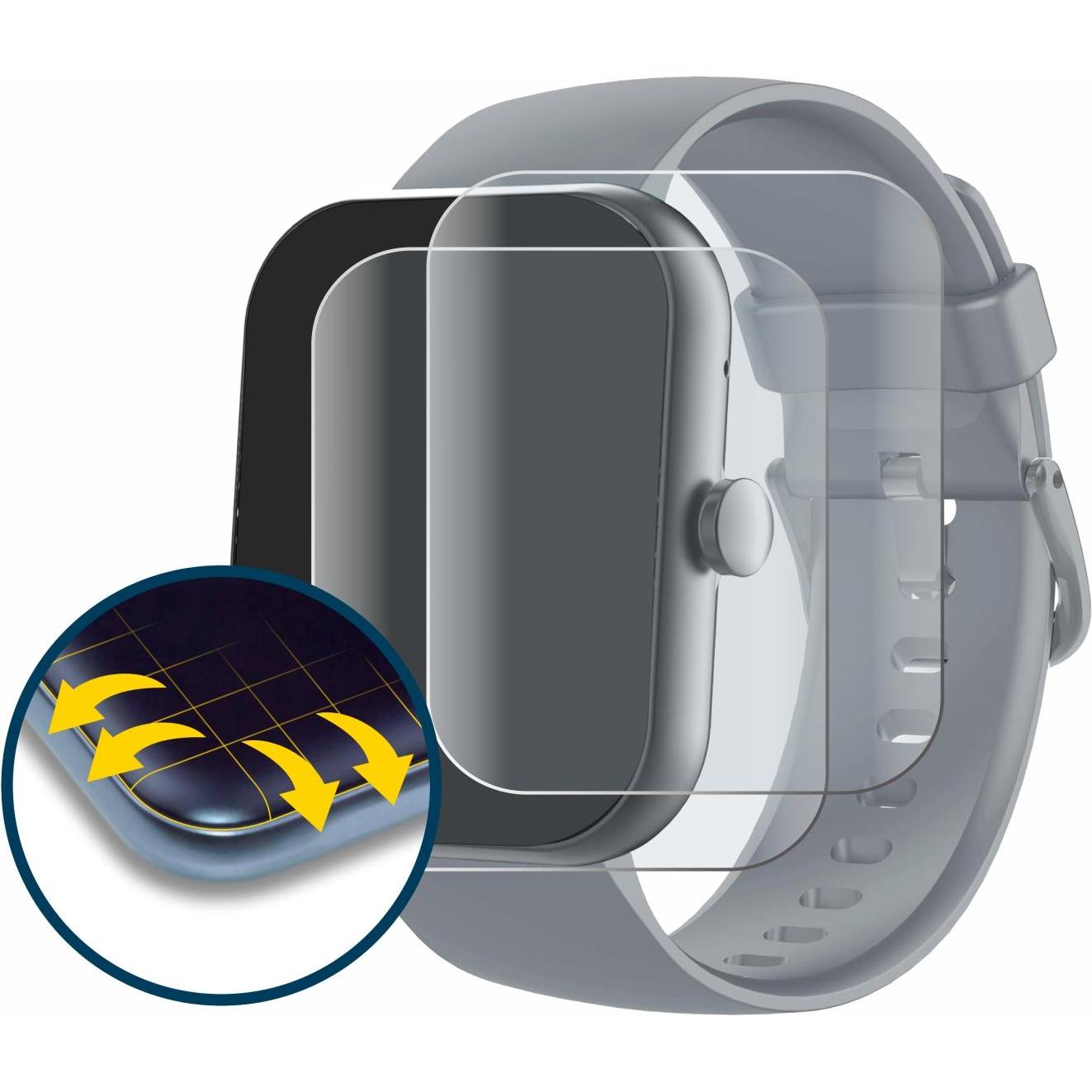 Thumbnail - BROTECT Fullscreen Schutzfolie Displayschutz Folie Matt Entspiegelungsfolie, Smartwatch Schutzfolie, Grau
