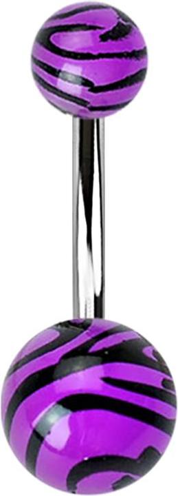 Image du produit Star Piercing Banane avec deux boules au motif tigré violet (sans laiton, Matières plastiques, Acier chirurgical 316L)