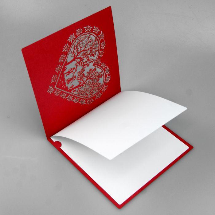 Produktbild Hervorragend Scherenschnitt Karte Herz Hochzeit rot weiss (1 Stk.)