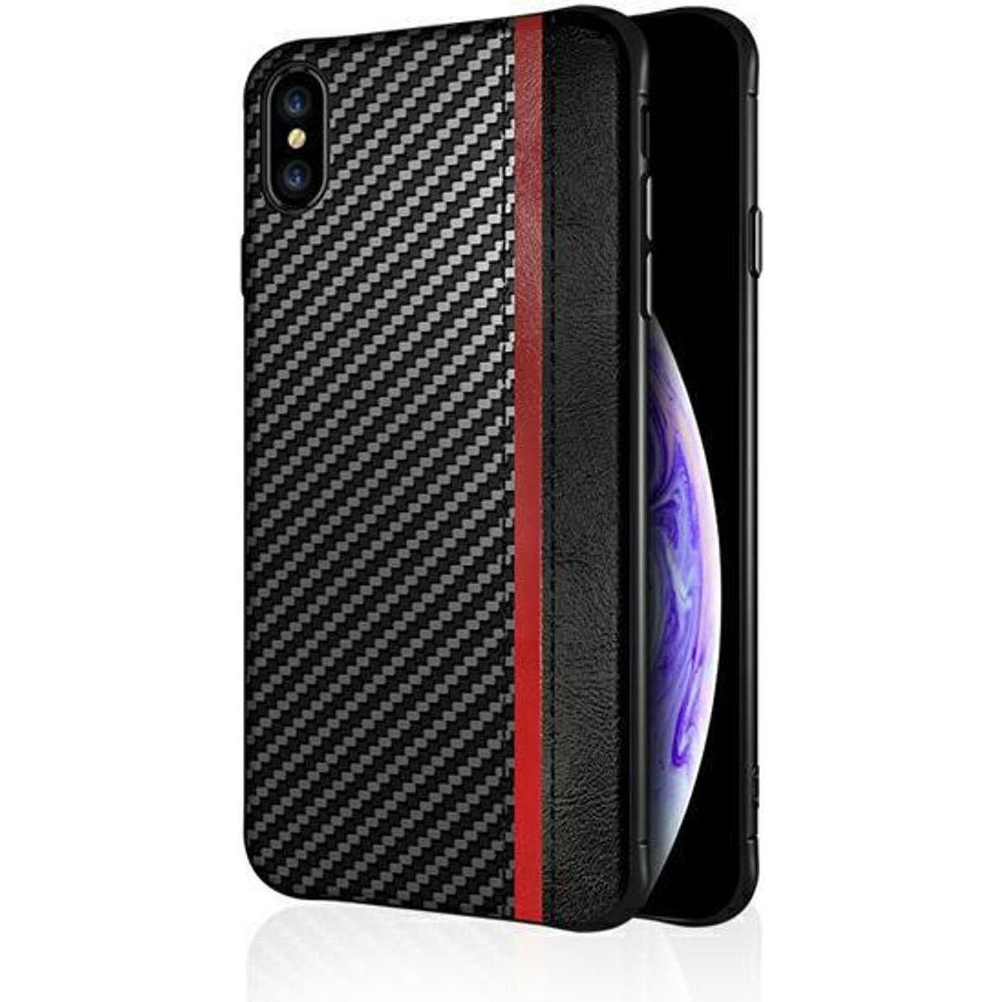 König Design Handyhülle für Huawei P40 Lite E Case Cover Schale Carbon Optik Bumper Schwarz (Huawei P40 Lite E), Smartph...