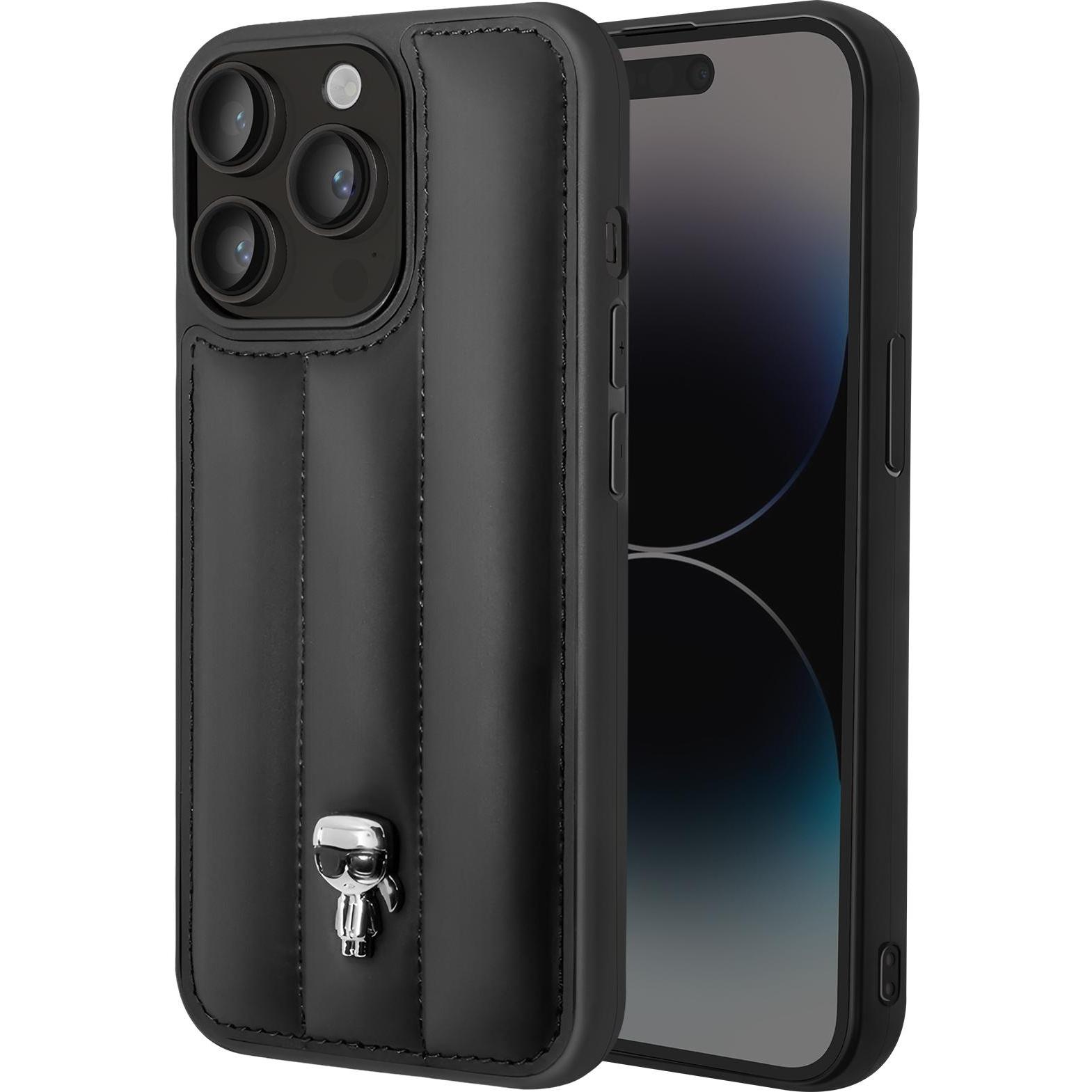 Thumbnail - Karl Lagerfeld iPhone 14 Pro Quilted Puffy Ikonik Logo Case (Apple iPhone 14 Pro), Smartphone Hülle, Schwarz