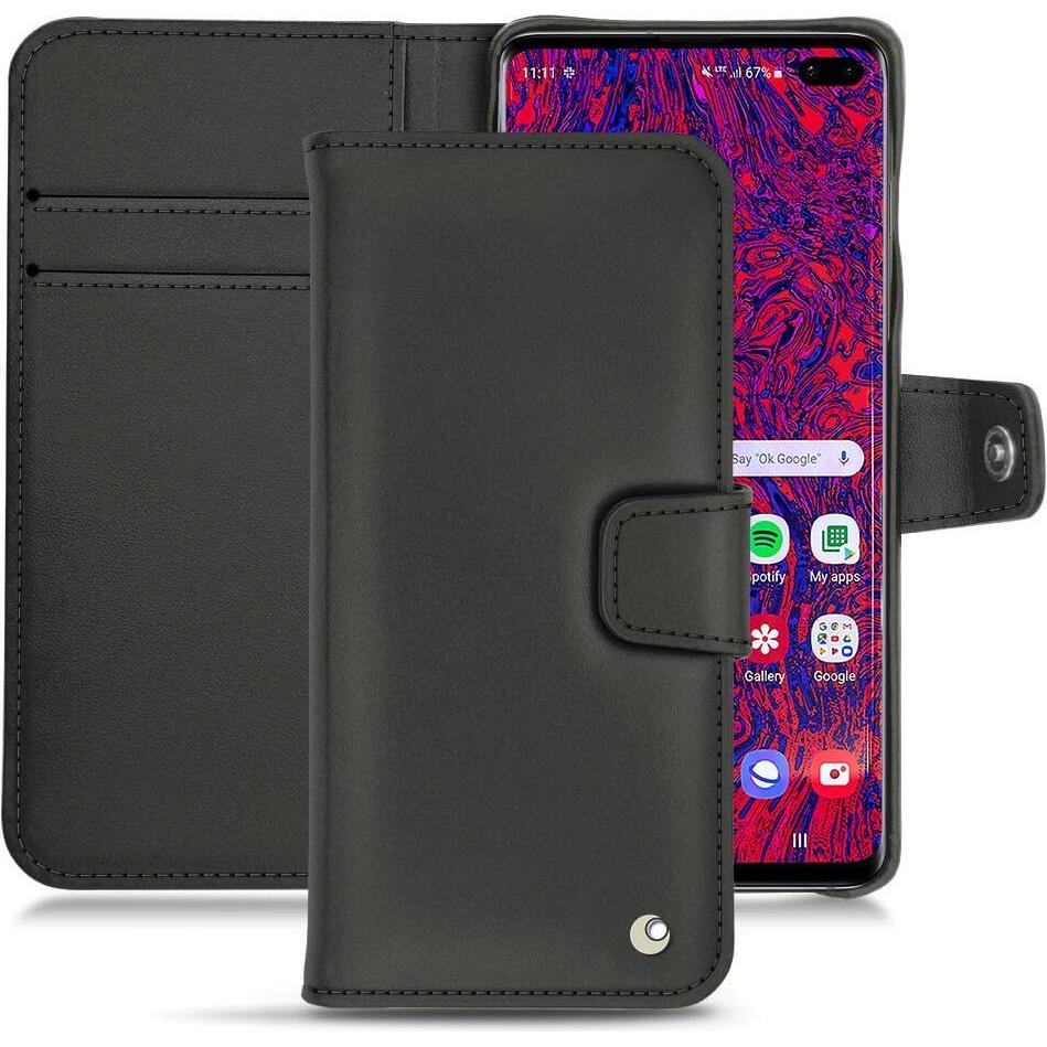 Noreve Lederschutzhülle (Samsung Galaxy S10+), Smartphone Hülle, Schwarz