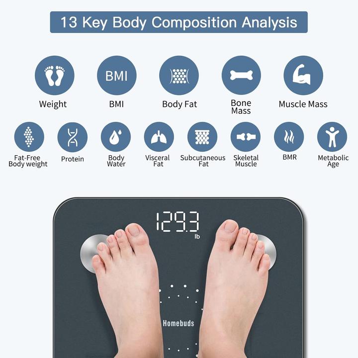 Actual product image Homebuds Personenwaage mit Körperfettanalyse (182 kg)