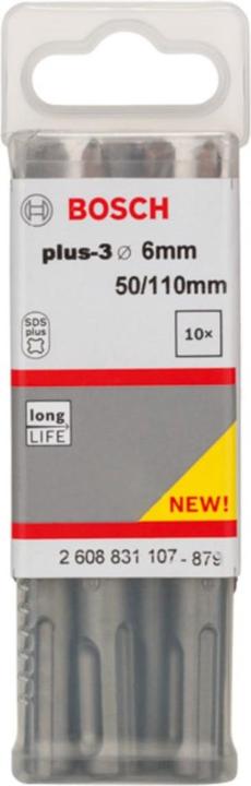 Immagine prodotto Bosch Hausgeräte Hammerbohrer plus-3 6x50x110mm 10 Stk. (6 millimetri)