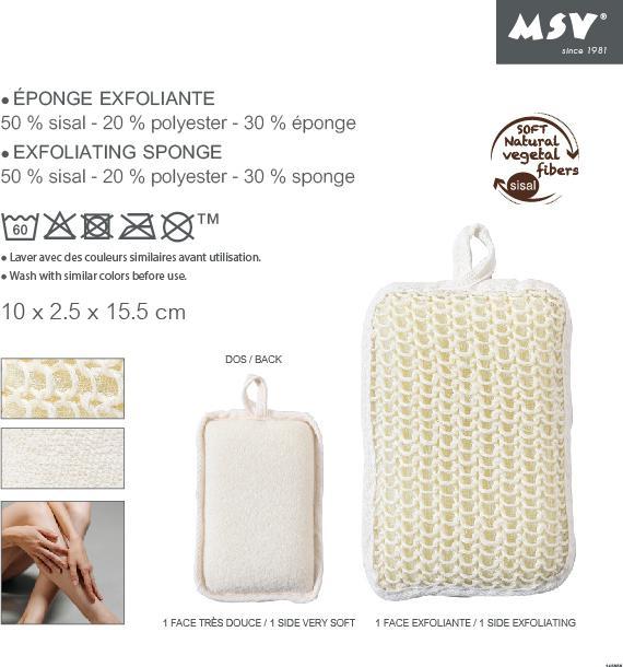 Image du produit MSV Éponge exfoliante en sisal 18.5 x 10.5 cm, Blanc