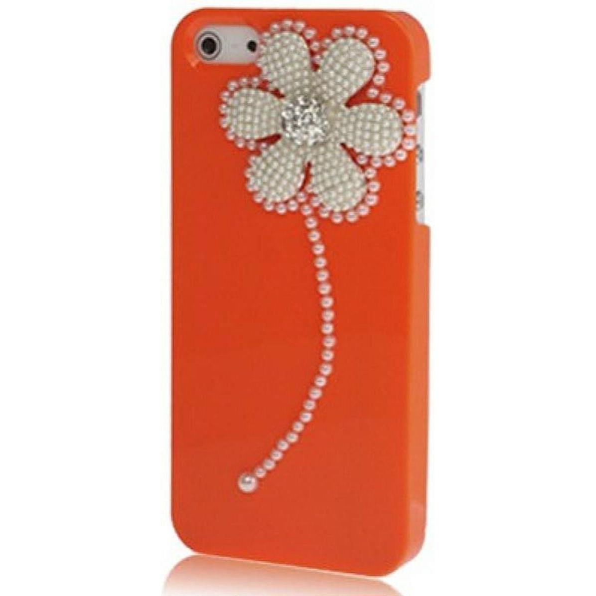 König Design Handy Hülle Schutz Case Cover Schale Bumper für Apple iPhone SE Orange Blume Neu (Apple iPhone SE), Smartph...