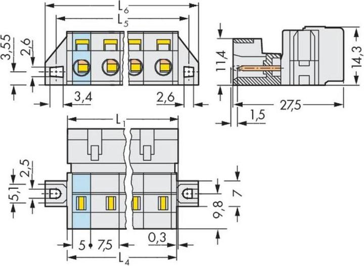 Actual product image Wago 723-603/019-000 - 34.8 mm - 27.5 mm - 14.3 mm - 1000 V