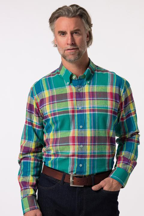 Produktbild Boston Park Leinenmix-Karohemd, Langarm, Buttondown-Kragen, Comfort Fit (3XL)