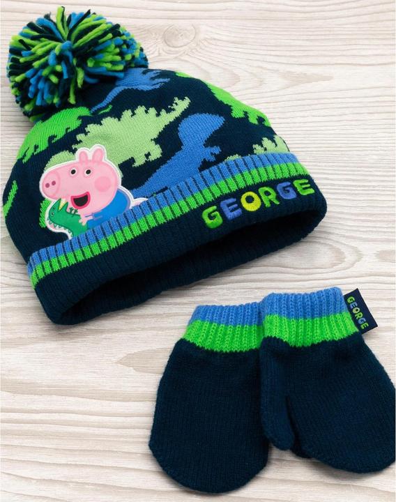 Actual product image Peppa Pig Childrens/Kids George Pig Hat And Gloves Set (One size)