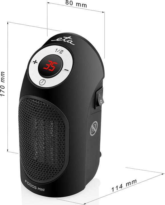 Produktbild ETA Heater ETA162390000 Fogos mini Fan heater, 400 W, Suitable for rooms iki 8 m², Juodas