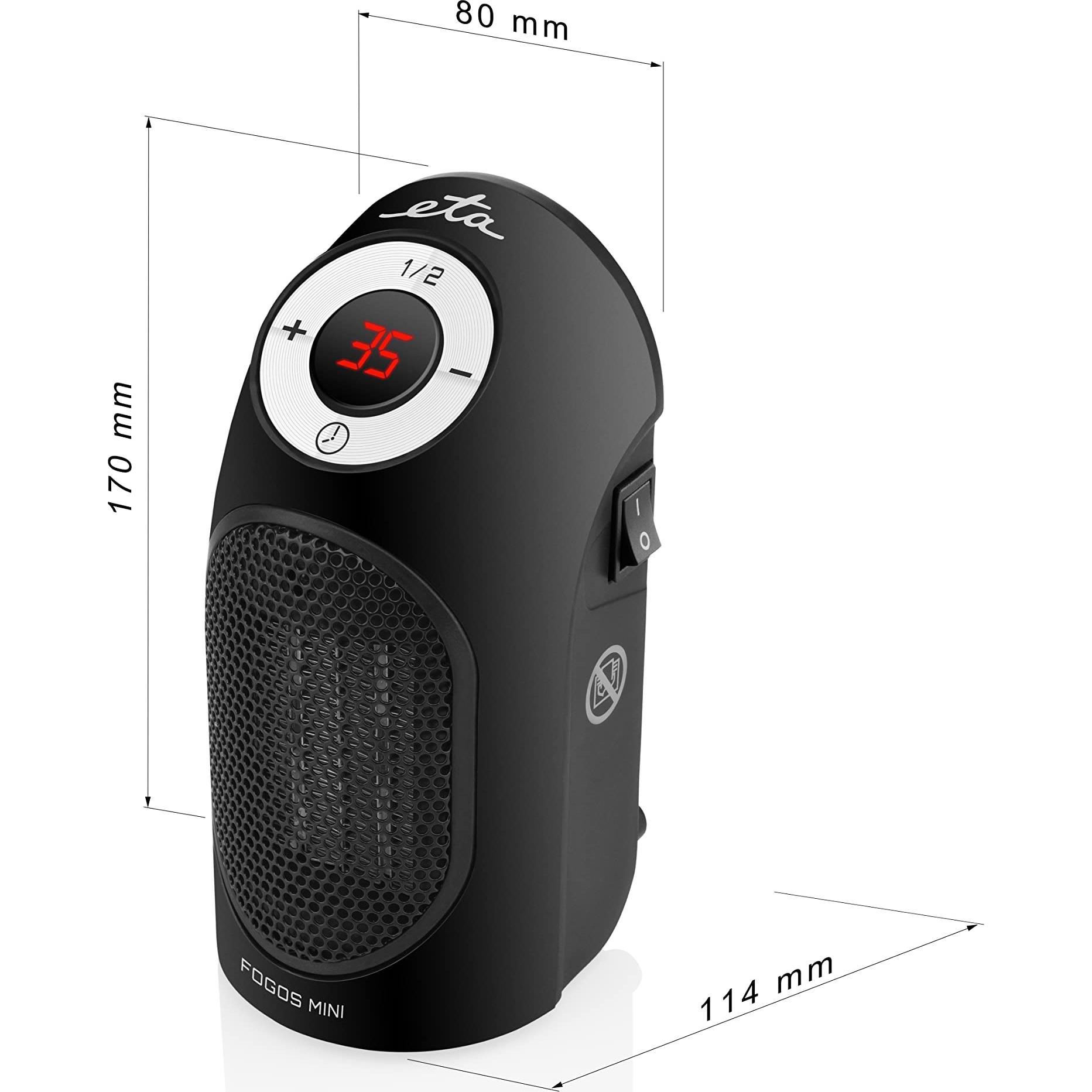 Thumbnail - ETA Heater ETA162390000 Fogos mini Fan heater, 400 W, Suitable for rooms iki 8 m², Juodas, Heizkörper, Schwarz