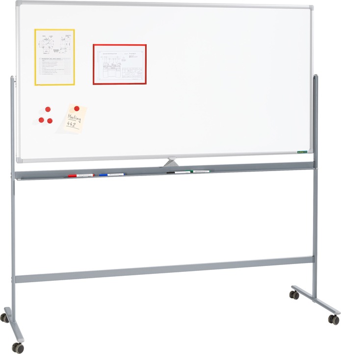Actual product image Schäfer Shop Select Mobile whiteboard, with rotating board, with 4 swivel castors, various board sizes (90 x 180 cm)